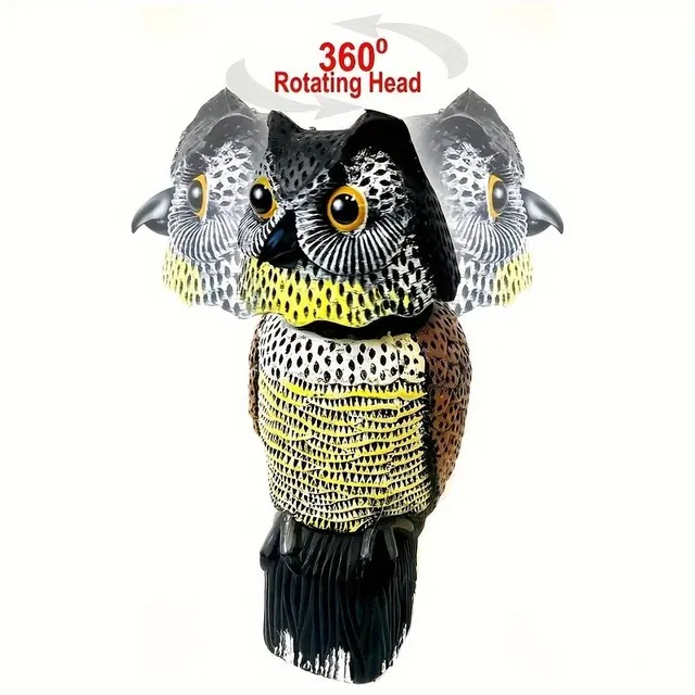 Jazva na vtáky a hlodavce: pravá sova s otočnou hlavou 360°, záhradná dekorácia