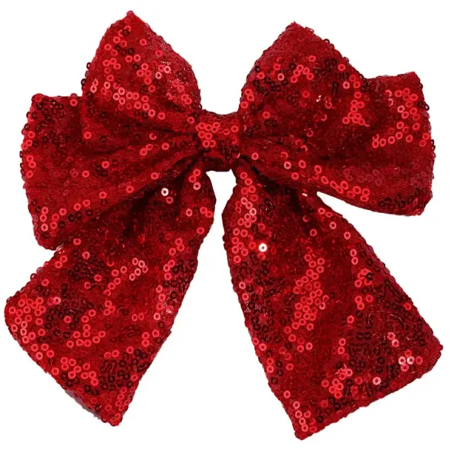 Designer decorative hair bow with sewn sequins - several color and cut variants