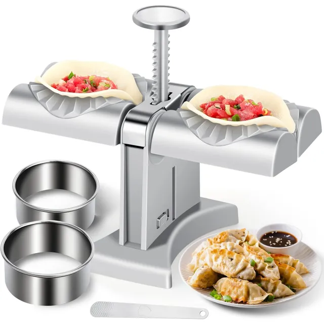 Automatic double dumpling maker Heroba - filler, 2 noodles and dough cutters - ideal for homemade dumplings, pastries and cakes