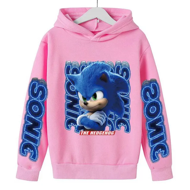 Fiú designer kapucnis pulóver kapucnival és Sonic nyomtatással