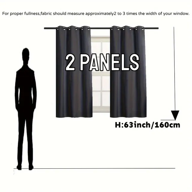 2pc Darkening Insulated Hinges Upper Hinges With Passage For Bedroom Living Room Dining Room Home Decoration