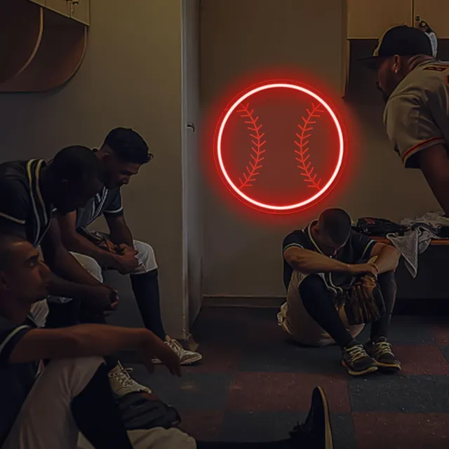 Lumină neon baseball pentru dormitor - Reglabilă, Cu LED baseball, Decor de perete - Lampă - Pentru dormitor, Peștera bărbătească, Petrecere, Decorațiuni interioare