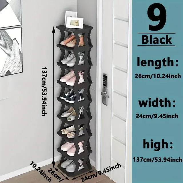 Folding shoe with 2 shelves for space saving