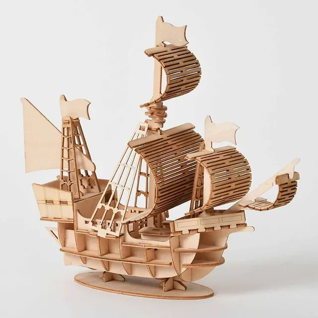 Wooden craftsman's kit of sailboat models for handymen
