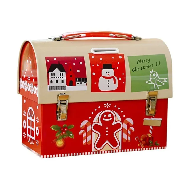 Tin cash box with cute Christmas motif