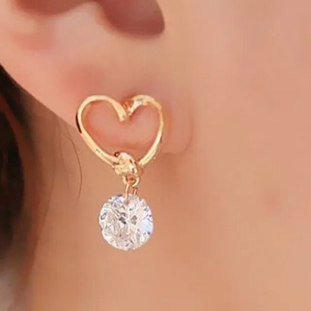 Elegant Earrings - Heart with Stone