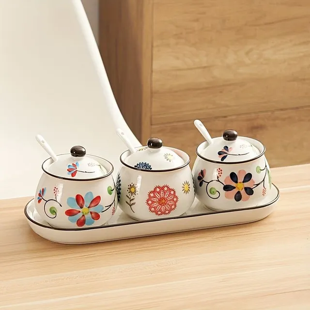 Set elegant de recipiente ceramice pentru ulei și condimente - Ideal pentru depozitarea sării, zahărului și condimentelor în bucătărie