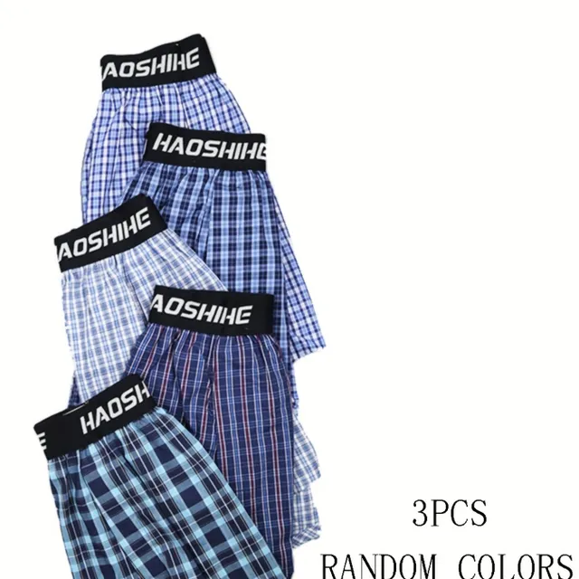 Men's plaid boxers (3 pcs) - random colours, breathable and comfortable for everyday wear