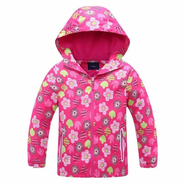 Girls spring floral fleece waterproof jacket