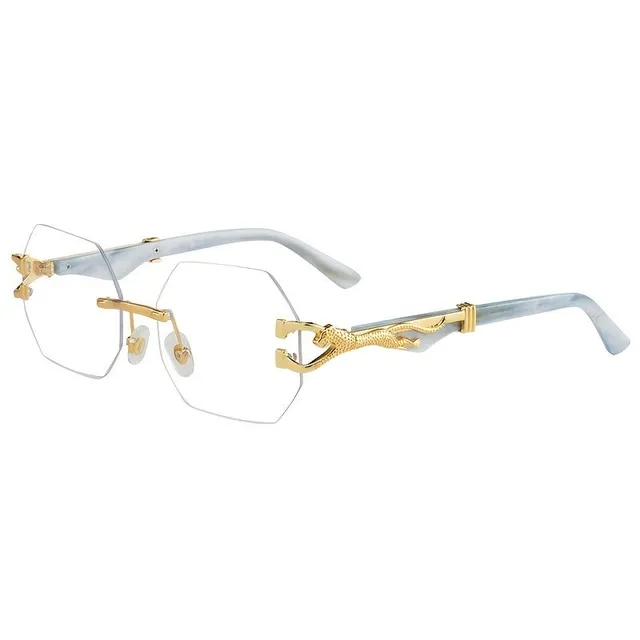 Bezramkowe wielokątne okulary przeciwsłoneczne z metalową ramką