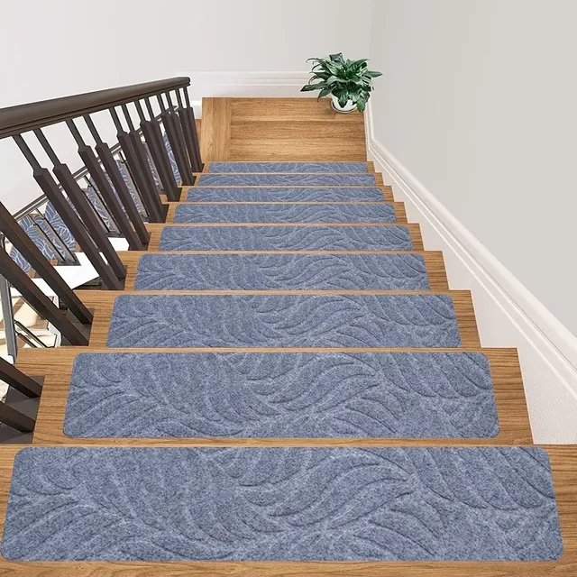 Non-slip carpet stair treads made of wood - safe, with peel strip, for internal staircases