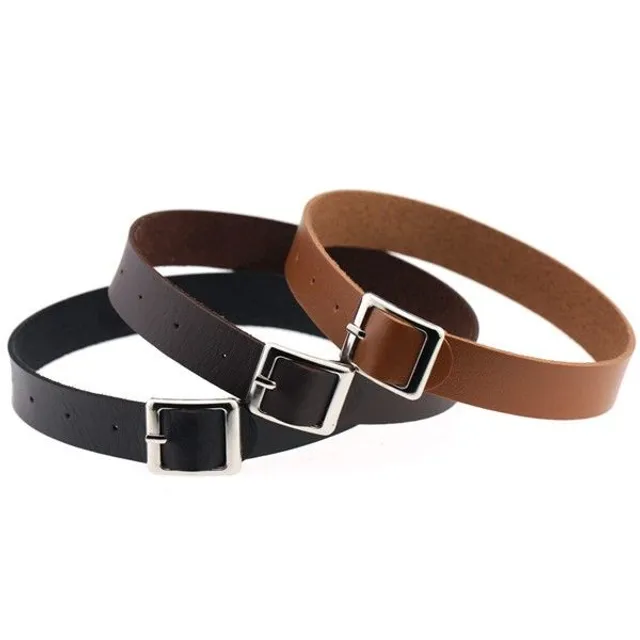 Leather choker as a belt with buckle - 12 colours