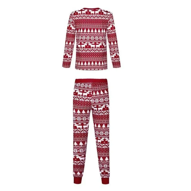 Karácsonyi családi témájú pizsama - piros