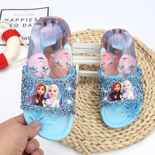 Girl slippers printed by princesses from the Ice Kingdom