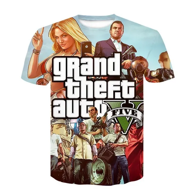Men's and boys' shirts with Grand Theft Auto 5 prints XXS DT-394
