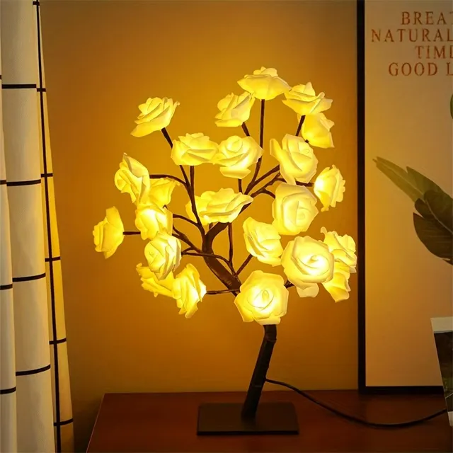 USB powered LED pink tree lamp translates to USB-powered LED rose tree lamp