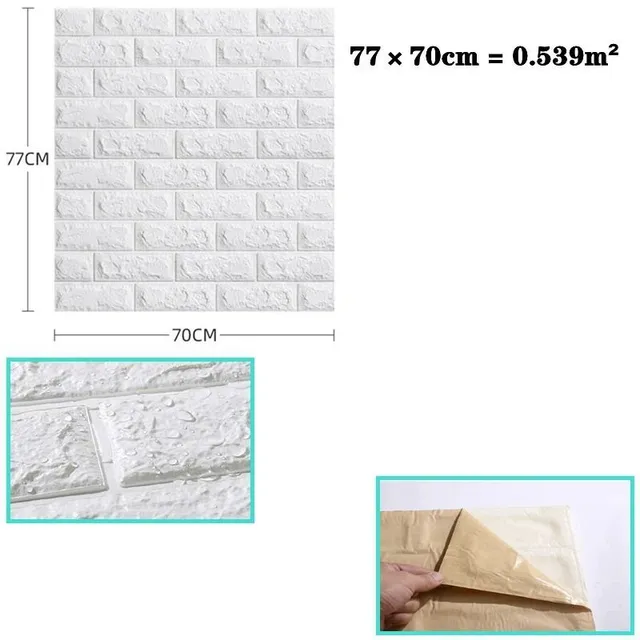 Decorative self-adhesive 3D wall panel in various colors