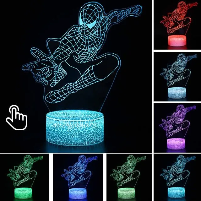 Pokojová lampička s 3D iluzí Spiderman