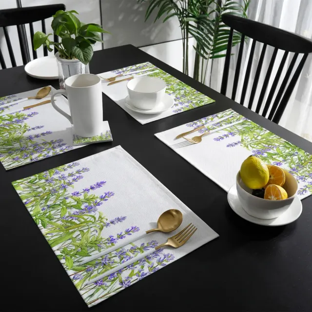 Levanduľová moderná tkanina nastavenie na jedálenský stôl