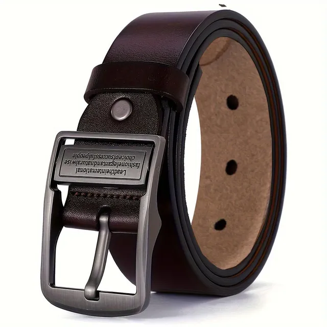 Men's leather belt with big pin buckle, pants belt