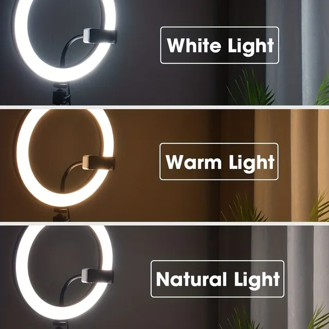 Kruhové LED svetlo pre selfie s nastaviteľným stojanom, 30,48 cm, vrátane telefónneho držiaka
