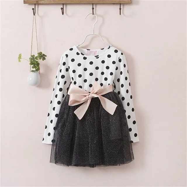 Girls spring dress with long sleeves and chiffon skirt