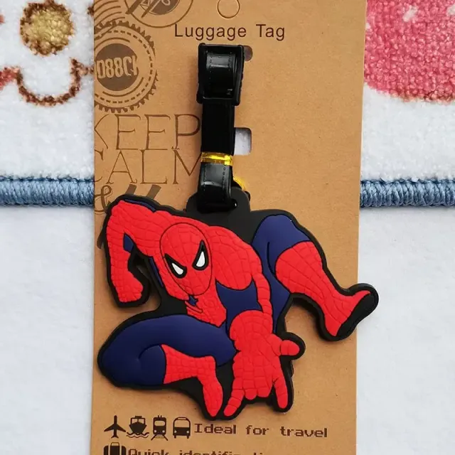 Trendy luggage tag in the shape of the popular superhero Spider-man