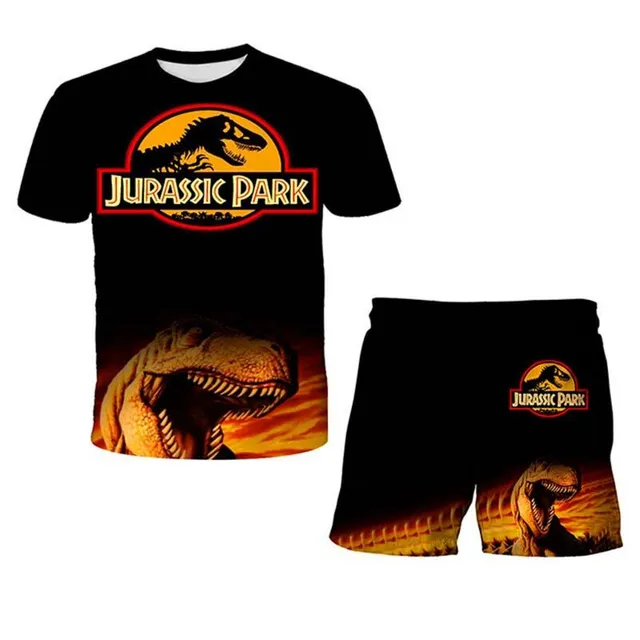 Letni zestaw sportowy dla dzieci z wydrukiem Jurassic World - T-