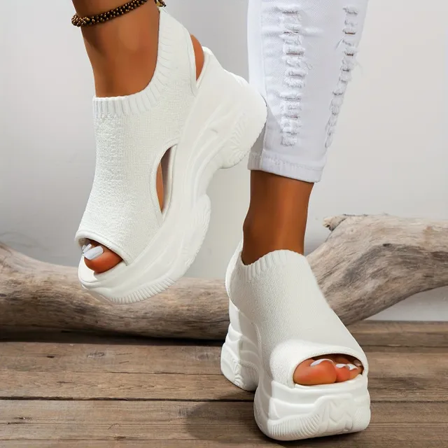 Dámske pletené sandále na klinovej podrážke, všestranné párové sandále