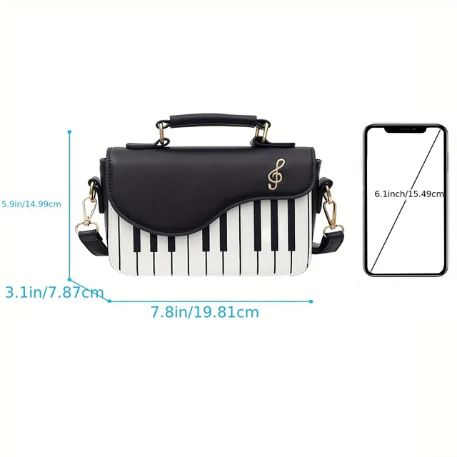 Mini taška s notami a klávesami klavíru