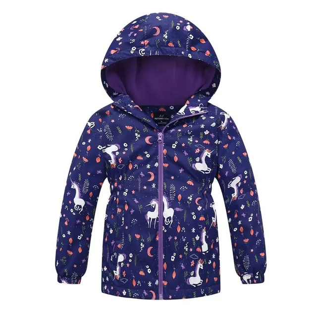 Girls spring floral fleece waterproof jacket