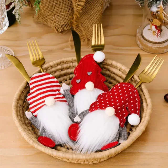 Christmas stand for cutlery with elf motif