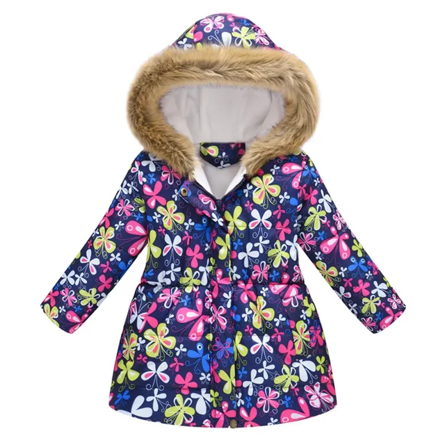 Children's winter windproof warm jacket with hood for girls D 8-9 Years