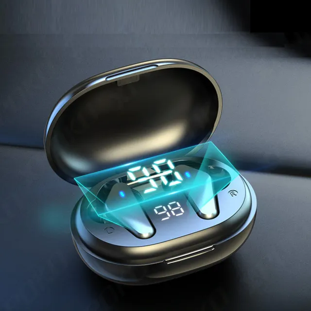 Eleganckie słuchawki bezprzewodowe 9D z ładowalną obudową