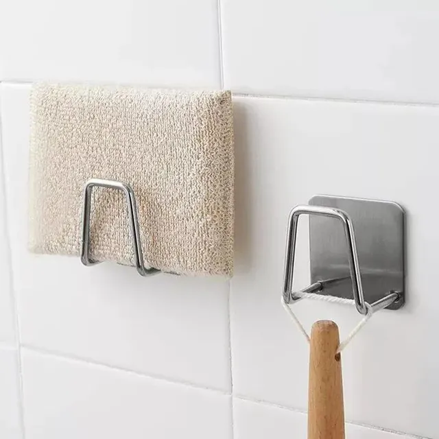 Stainless steel sponge and sink holder © Self-adhesive © Drip dryer © Storage space organizer