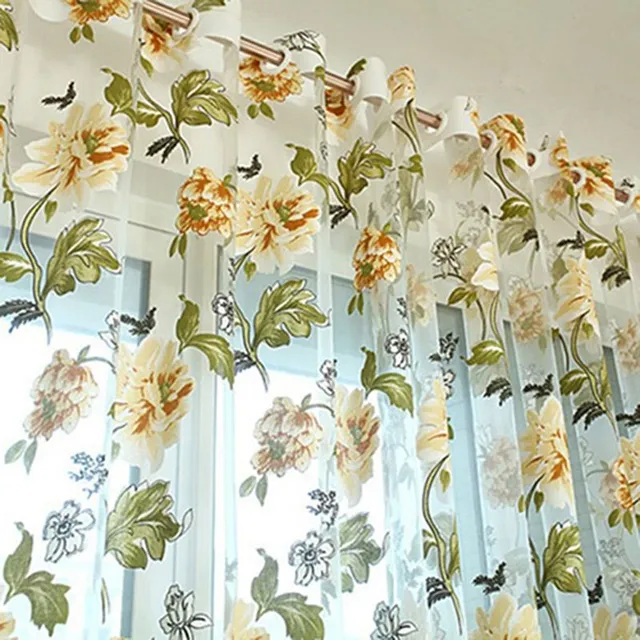 Beautiful colourful curtains with floral embroidery