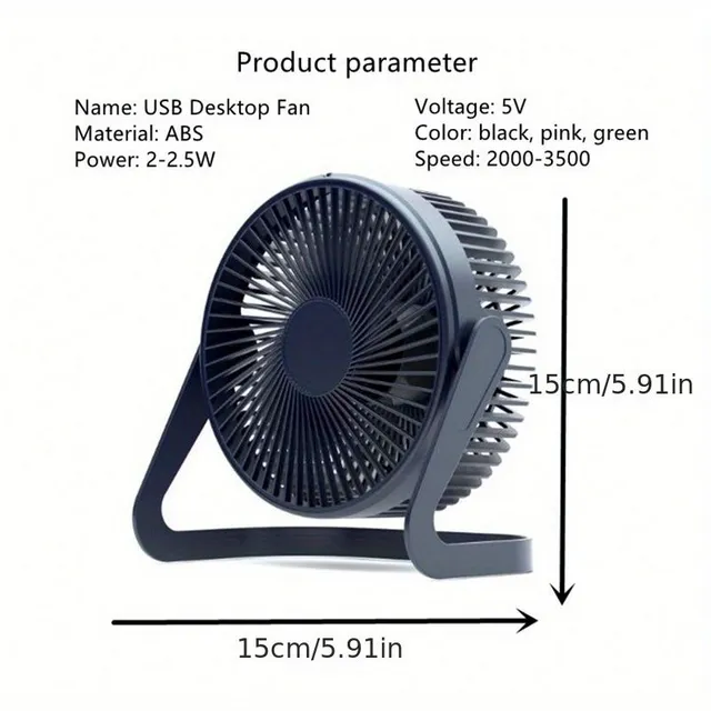 Compact USB table fan for cool breeze - quiet and adjustable