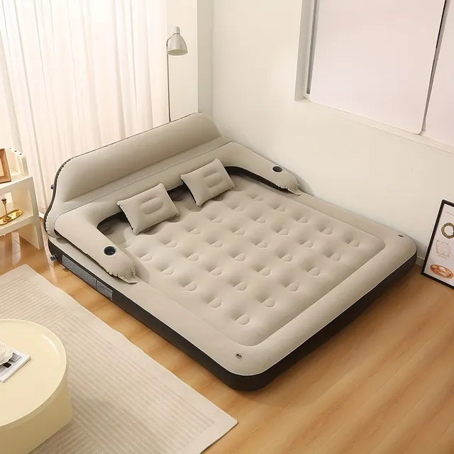 Inflatable bed with headrest and pillows - Comfortable bed and seat in one