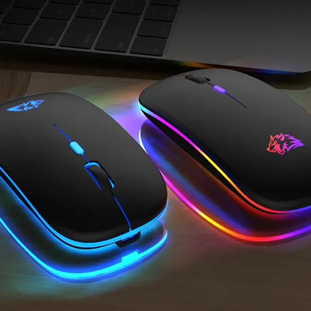 Wireless Bluetooth mouse with LED lighting and quiet button