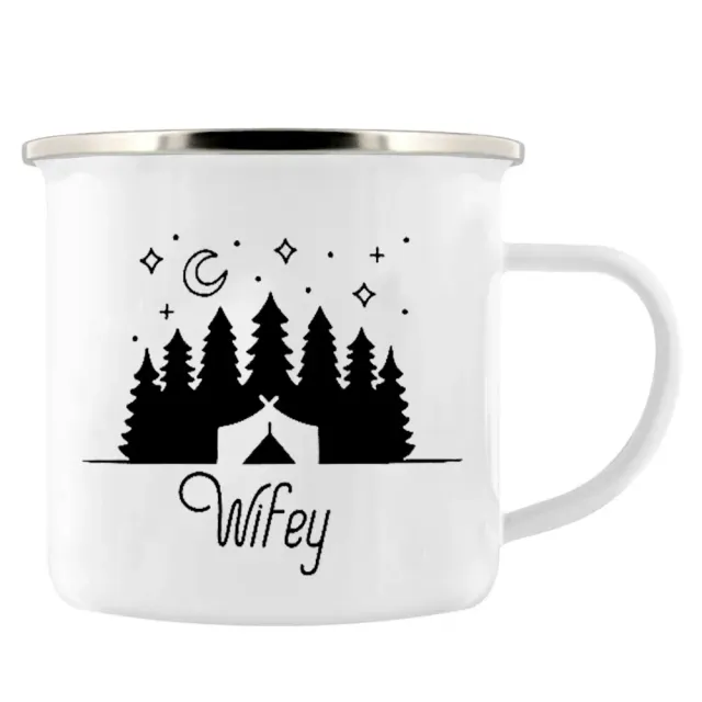 Adventure enamel mug for camping as a gift