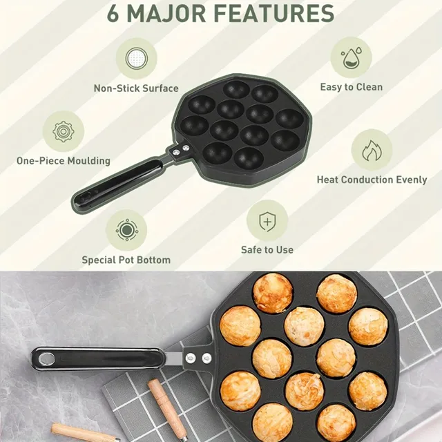 Non-stick pan for takoyaki for 12 pieces - ideal for home and restaurant use