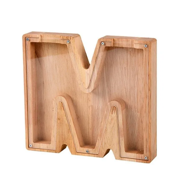 Luxury wooden letter-shaped cash box with glass front