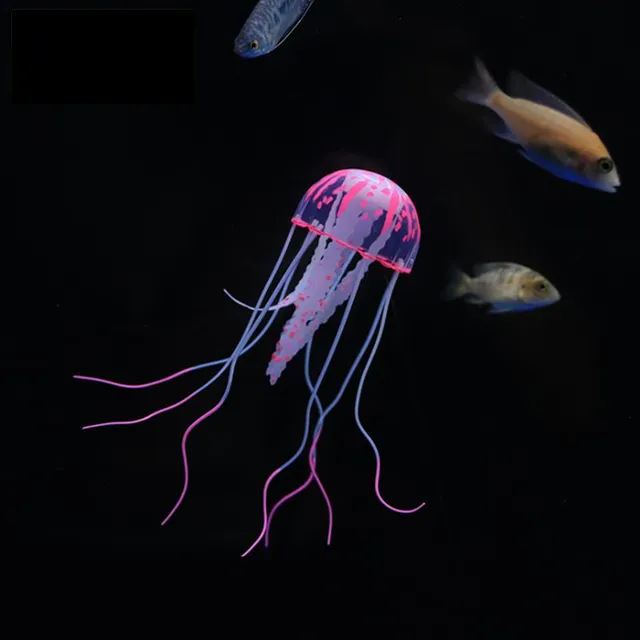 Lighting artificial jellyfish into the aquarium - decoration