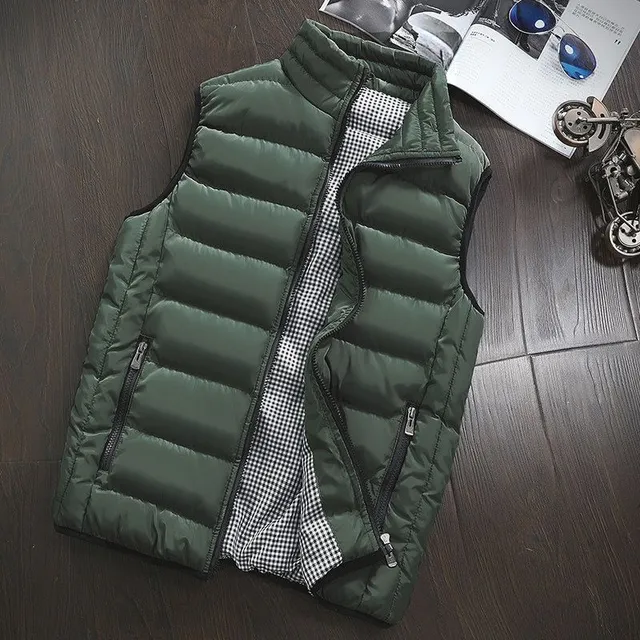 Pánska luxusná zimná vesta Alex s army-green