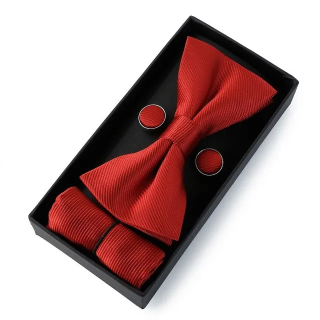 Men's bow tie, handkerchief and cuff links Augustine