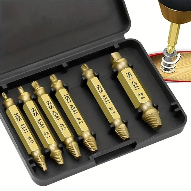 Set of 6 drills for removing damaged screws - Quick and easy removal of damaged, broken and stuck screws