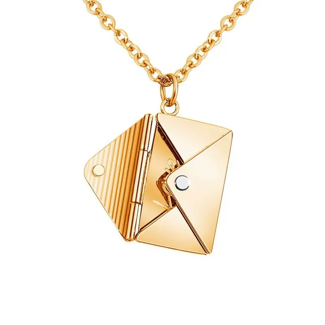 Necklace with locket in the shape of an opening envelope - Love You