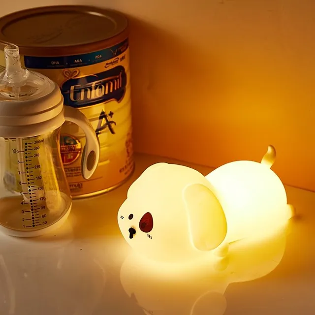 Pet night lamp, soft to the touch, lights up after taping