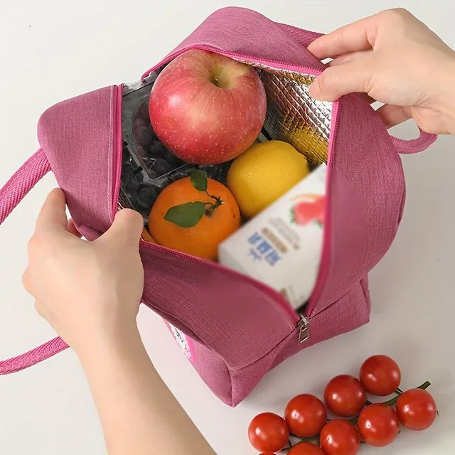 Practical insulated lunch bag with cheerful motif, handles and thermal insulation