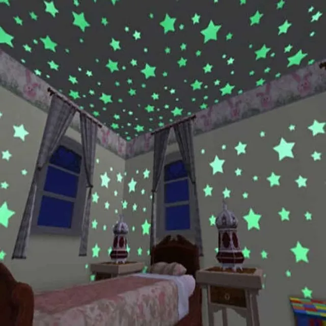Stele luminoase 3D pentru perete, set de 100 bucăți